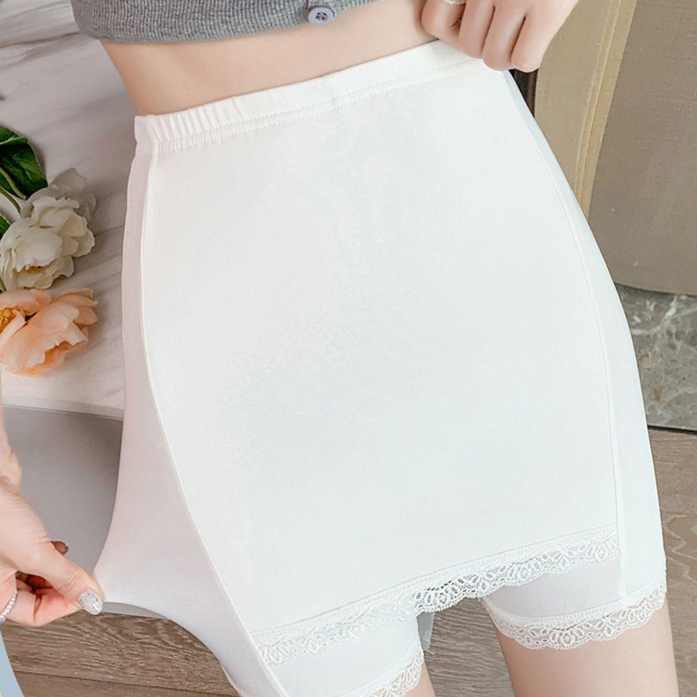 Quần Short An Toàn Lưng Cao Hai Lớp Màu Trơn Thoáng Khí Thoải Mái Plus Size Cho Nữ
