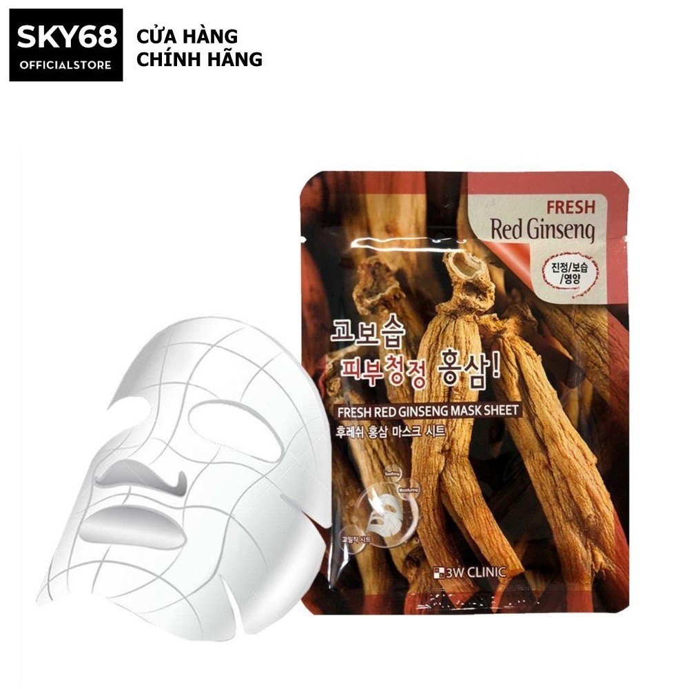 Mặt nạ dưỡng da chiết xuất từ nhân sâm đỏ 3W CLINIC FRESH RED GINSENG MASK SHEET 23ml