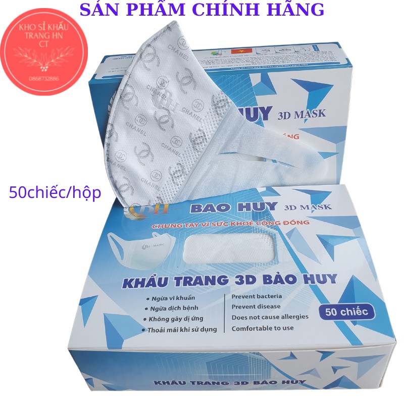 Khẩu Trang 3D Mask Bảo Huy Công Nghệ Nhật Bản Chống Giọt Bắn, Khói Bụi Hộp 50 cái