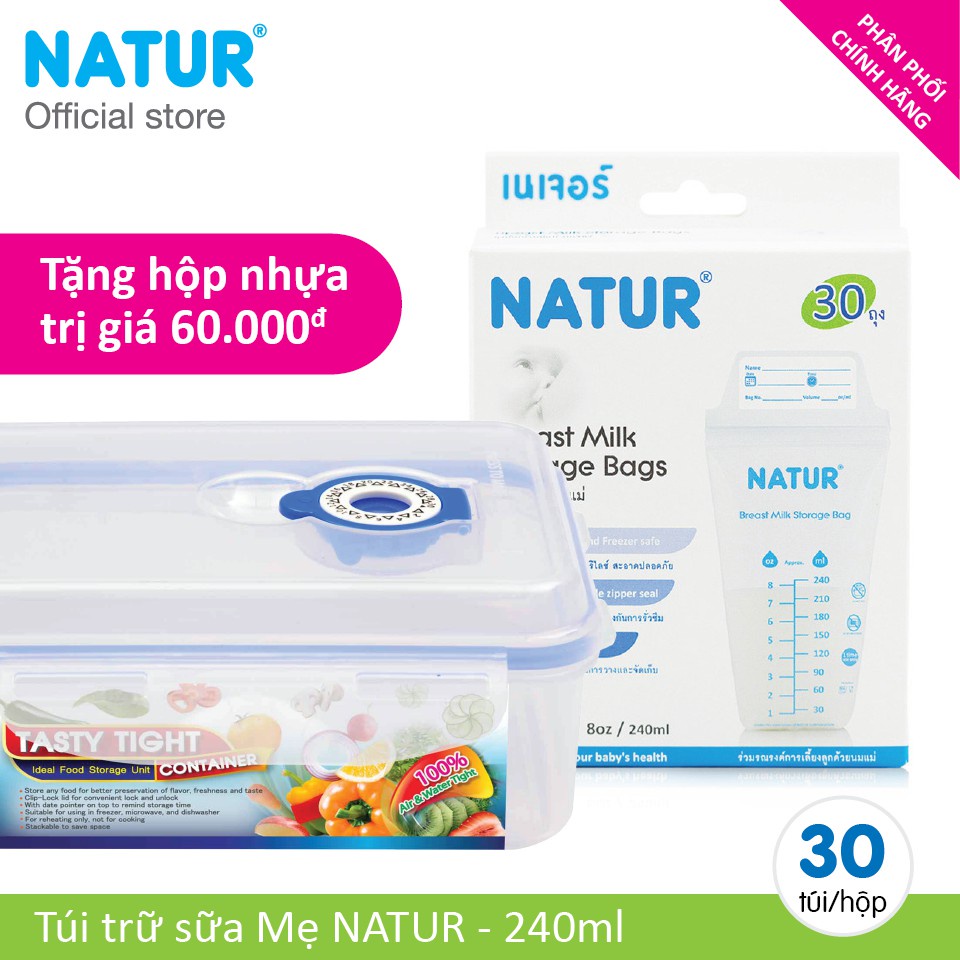 Hộp 30 Túi Trữ Sữa NATUR 240ml + Quà tặng