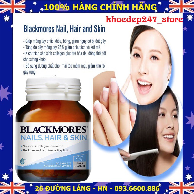 Thực phẩm chức năng Blackmores Nail, Hair and Skin - 60 viên của Úc