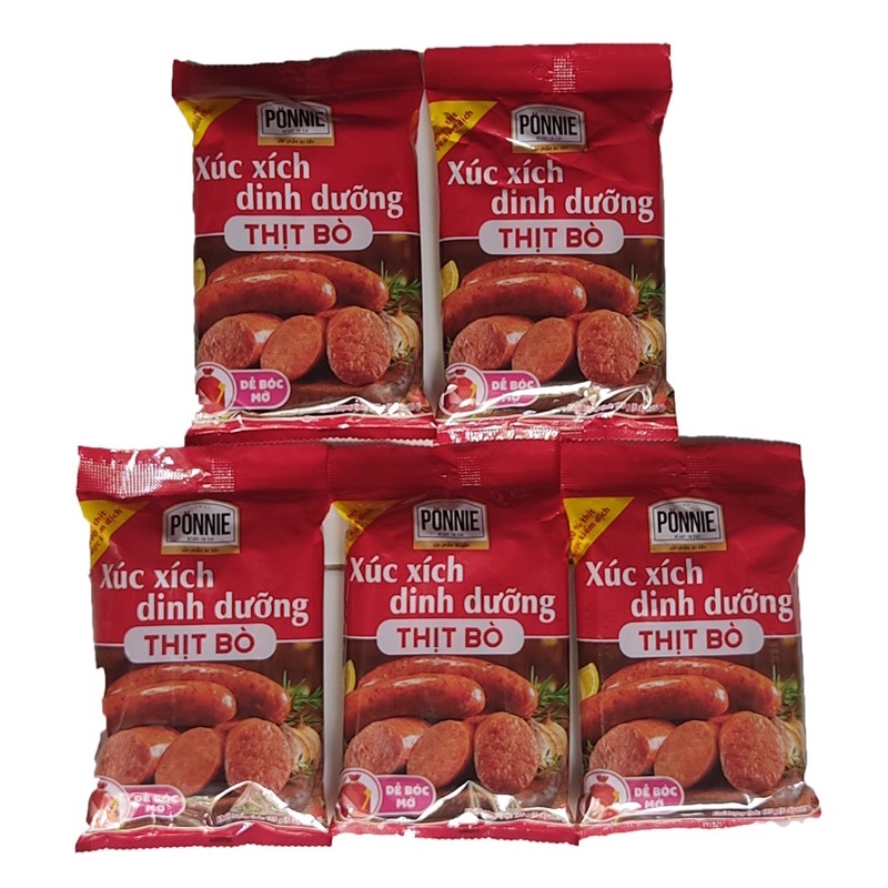 Thùng 20 gói * 5 cây * 35gr Xúc Xích Dinh Dưỡng Thịt Heo & Bò PONNIE