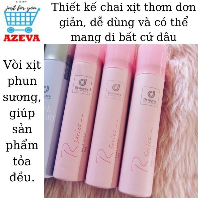 Xịt thơm Body Rseries Body Spray 75ml, xịt thơm toàn thân - Azeva