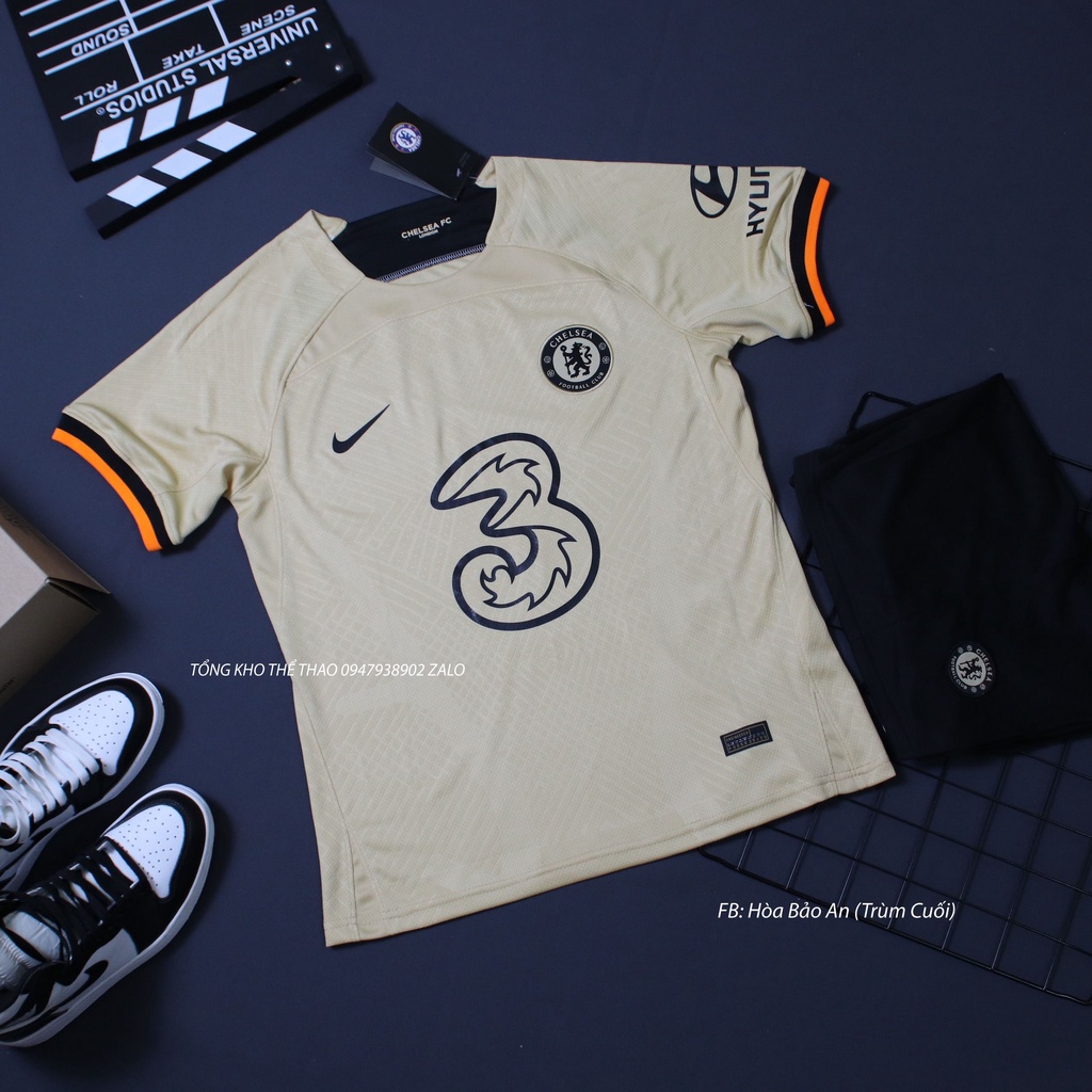 Áo Đấu CLB Chelsea Sân Khách Mẫu Thứ 3 màu Xám - Bộ Quần Áo Đá Banh Chelsea 2023 Chuẩn Áo Thi Đấu