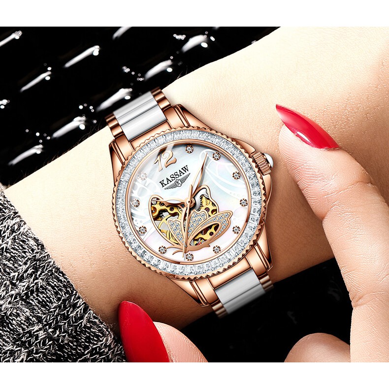 Đồng hồ nữ chính hãng KASSAW K889-1 Kính sapphire ,chống xước ,Chống nước 50m ,Bảo Hành 24 Tháng,máy cơ (Automatic)