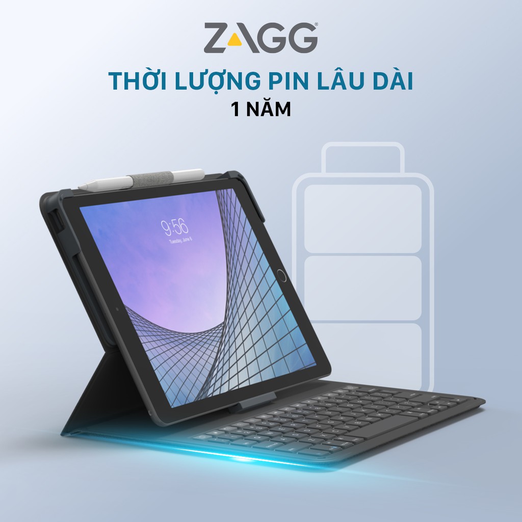 Ốp lưng kèm bàn phím ZAGG Messenger Folio 2 cho iPad 10.2/10.5/Air 3  [CHÍNH HÃNG PHÂN PHỐI VN, BẢO HÀNH 1 NĂM]