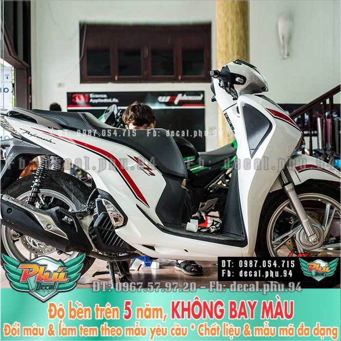 Tem rời SH 2017-2019 chỉ đỏ đen xe trắng 2 -1