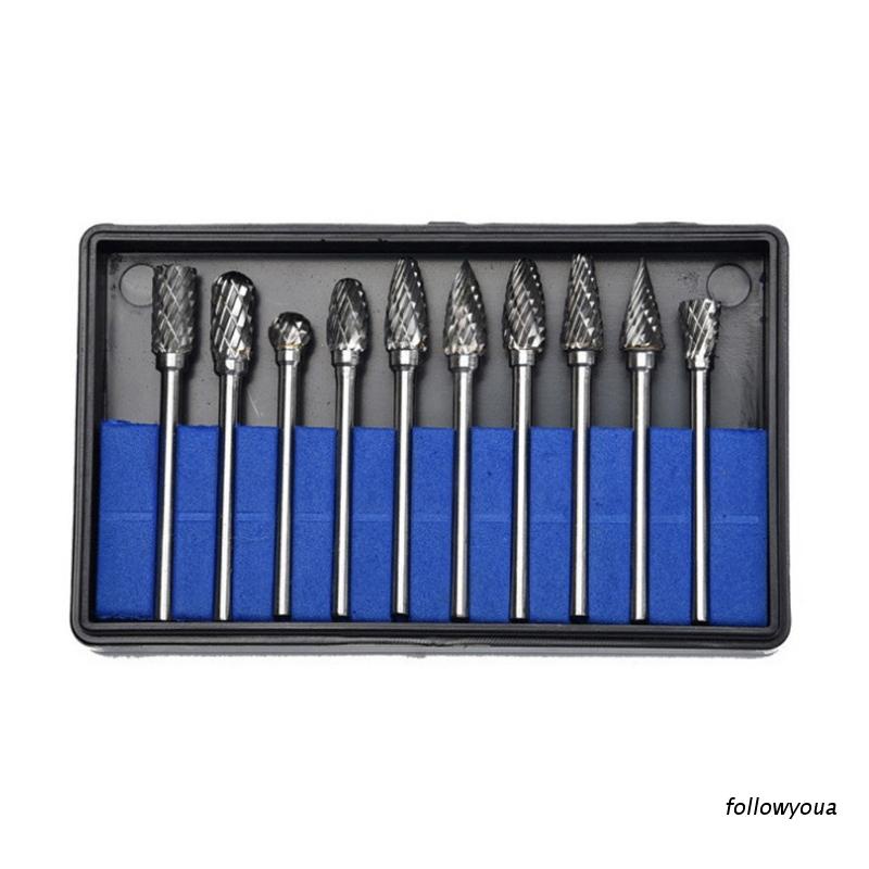Set 10 dụng cụ mài gỗ/kim loại bằng thép cacbua cứng chuyên nghiệp siêu bền