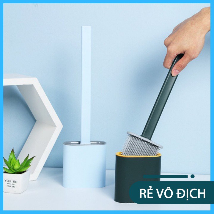 Cọ Vệ Sinh Bồn Cầu Dán Tường, Cọ Toilet Silicon Kèm Hộp Đựng Tiện Dụng, Chổi Vệ Sinh Nhà Tăm Siêu Sạch