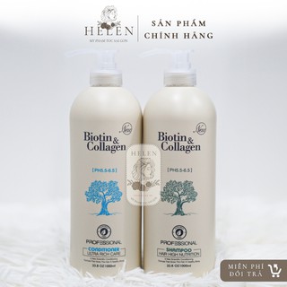 Cặp Dầu Gội Xả Biotin Collagen Trắng 1000ml | Giảm Rụng Tóc,Phục Hồi Tóc Khô Xơ, Hư Tổn | Hàng Chính Hãng