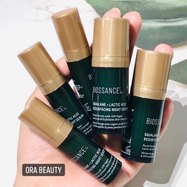 Tinh chất tẩy da chết BIOSSANCE Squalane + 10% Lactic Acid Resurfacing Night Serum