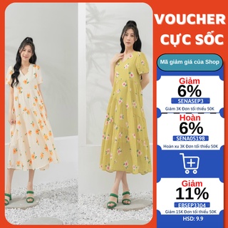 Váy maxi hoa dày dặn, váy babydoll dáng dài - sena studio