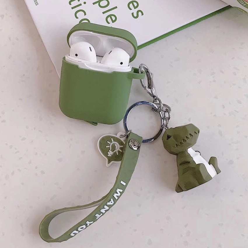 Vỏ bảo vệ hộp sạc tai nghe họa tiết hoạt hình kèm mặt treo trang trí thích hợp cho Airpods 1/ 2/ pro