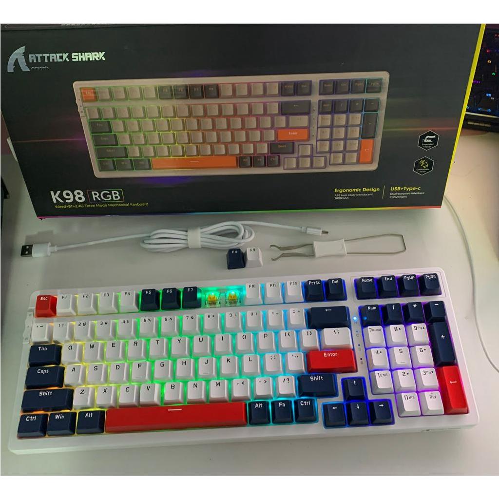 Bàn Phím Cơ Gaming Tùy Chỉnh 3 Chế Độ K98 RGB Attack Shark