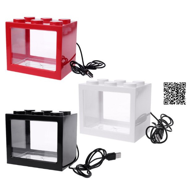 Hồ cá Mini có đèn LED USB kiểu dán lắp ghép độc đáo 418