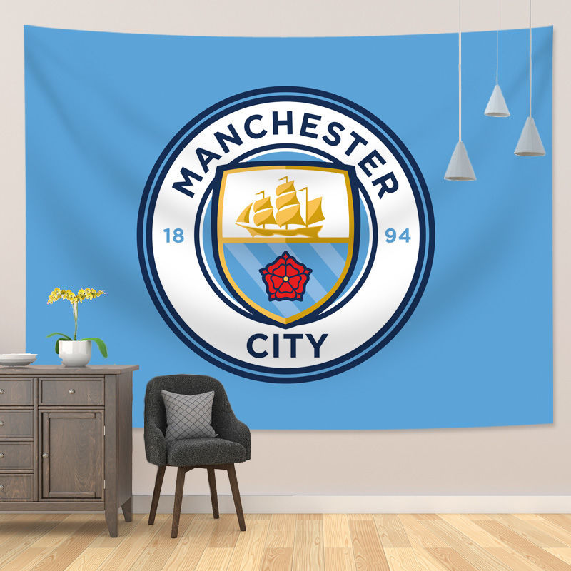 Thảm treo tường trang trí nội thất in biểu tượng các câu lạc bộ bóng đá Champions League độc đáo