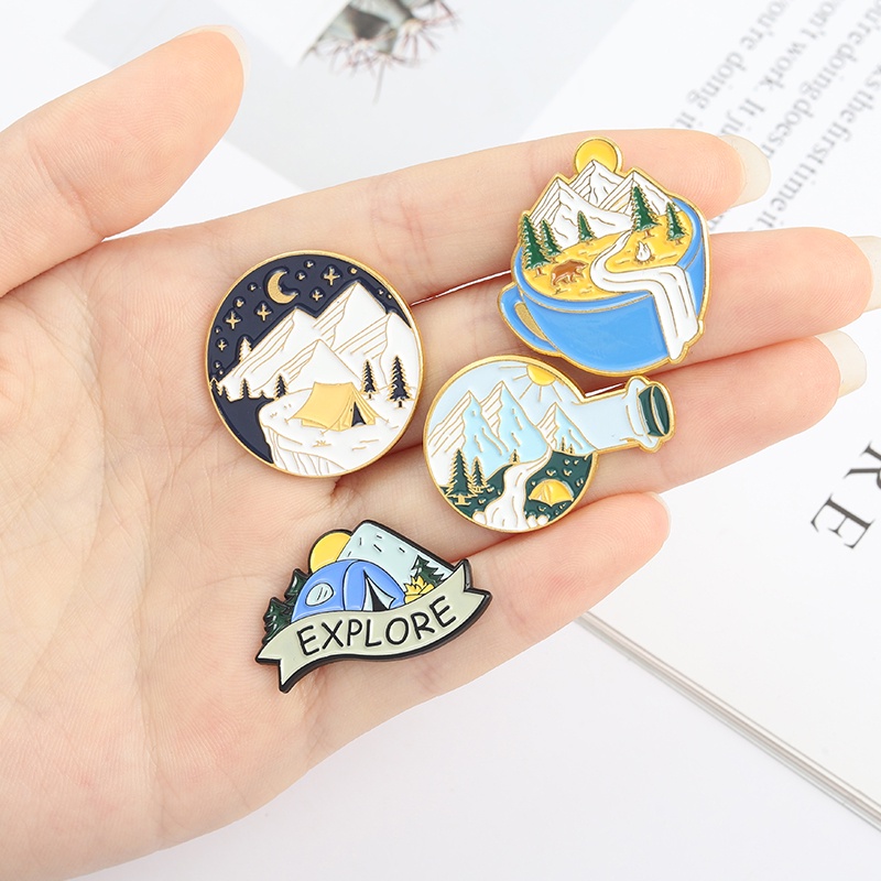Huy hiệu cài áo QIHE JEWELRY họa tiết khung cảnh thành phố sáng tạo 6 kiểu tự chọn thích hợp làm quà tặng cho bạn bè