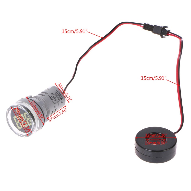 Thiết Bị Hiển Thị Dòng Điện AC Kỹ Thuật Số 22mm Cho Đầu Đèn LED 0 100A