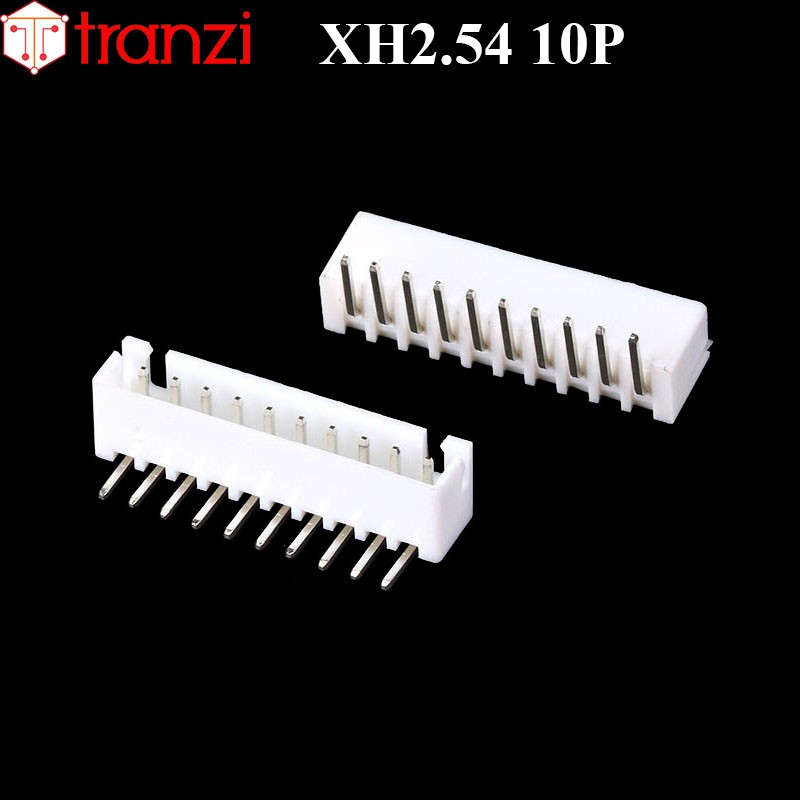 Giắc cắm header 2.54mm XH2.54 10P chân cắm cong trắng - túi 10 cái