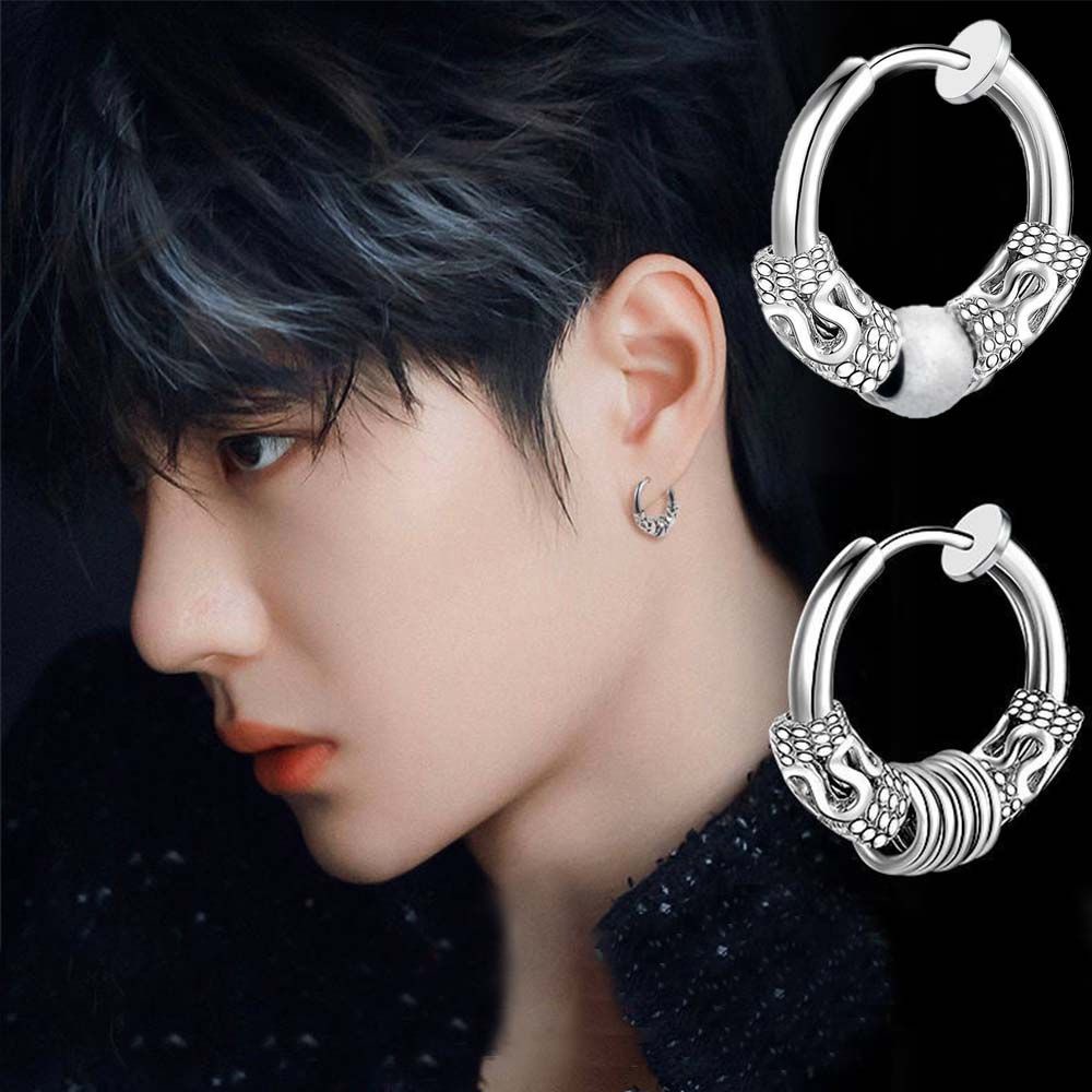 Khuyên kẹp vành tai bằng thép titan màu sắc cá tính dành cho nam nữ