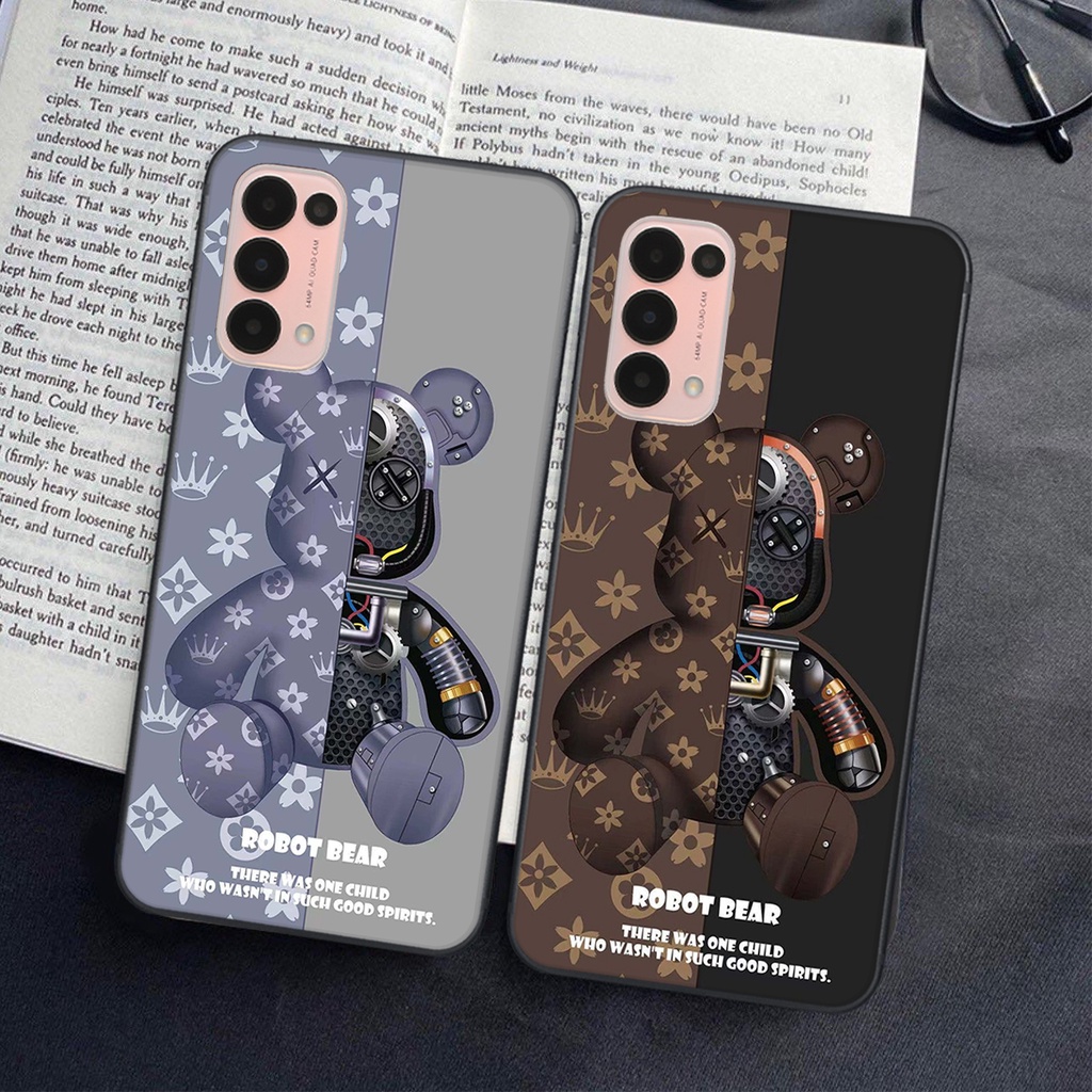 Ốp lưng Oppo RENO 5 in hình Gấu nâu - hồng, Gấu Be@rick  cực CUTE, DỄ THƯƠNG