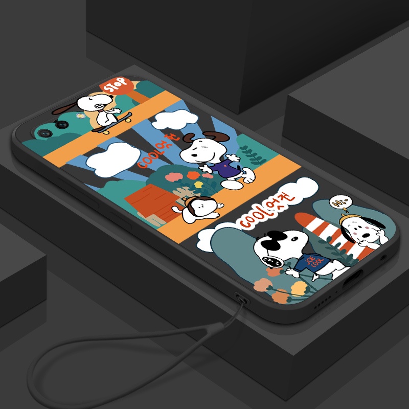 Ốp Lưng Silicon In Hình Snoopy Có Dây Đeo Xinh Xắn Cho oppo f1s a83 a71
