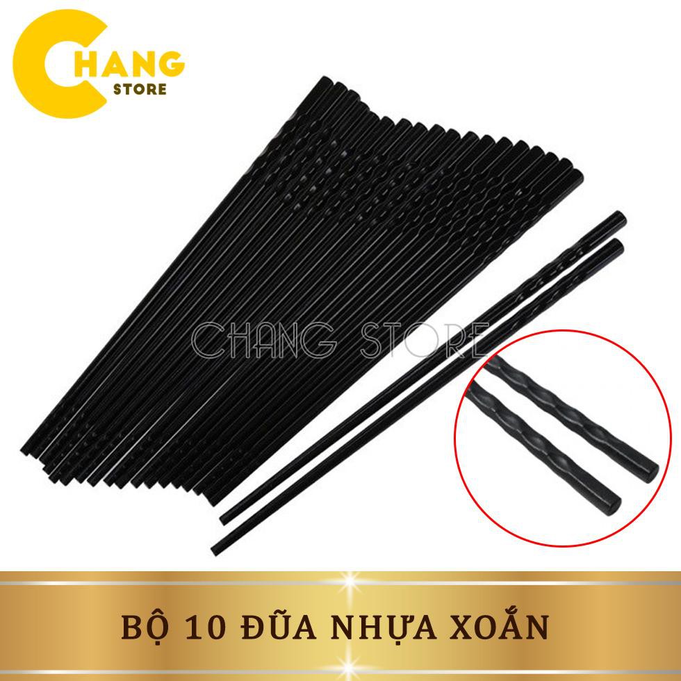  Bộ 10 Đôi Đũa Nhựa Xoắn Dài 22.6Cm - Không Nấm Mốc,Chịu Nhiệt tốt