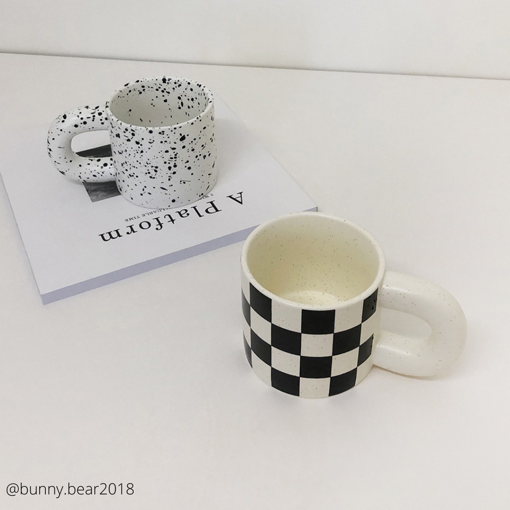 Ly sứ sọc caro trắng đen cao cấp siêu dày dặn