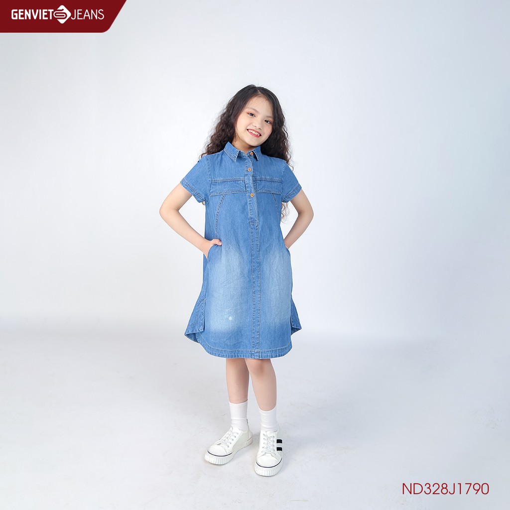 Đầm kids jeans xòe ND328J1790 GENVIET