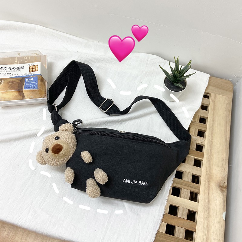 [Mã WAMT2405 giảm 10K đơn 0K] 🍀 Túi bao tử đeo chéo, túi vải canvas nữ cute hình gấu Ani Jia Bag LS - SP004725 | BigBuy360 - bigbuy360.vn