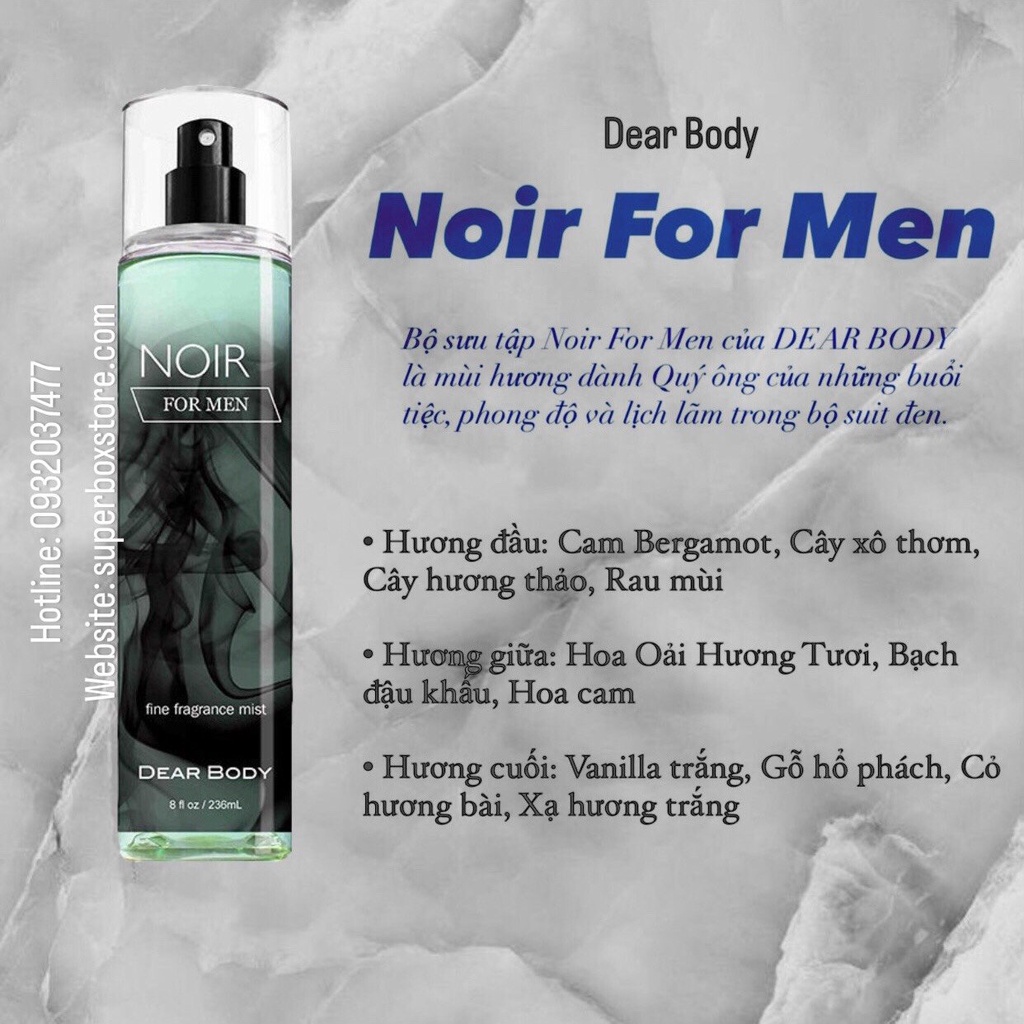 Body Mist Nam - Body Mist Dear Body For Men 236ml -Fine Fragrance Mist - AnhLa Store