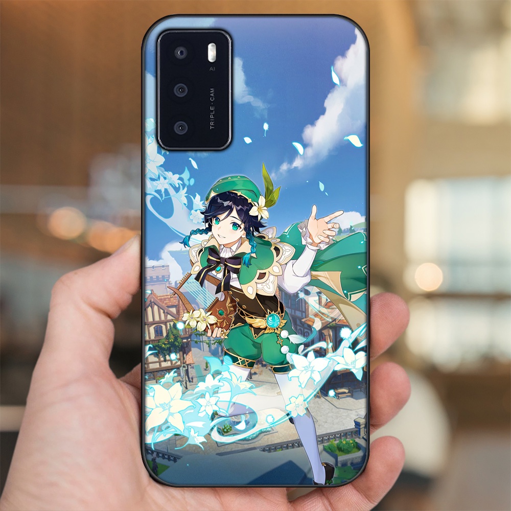 Ốp lưng Oppo A16 viền đen in hình Venti Genshin Impact