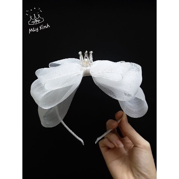Cài tóc vương miệng trắng bản to cho bé