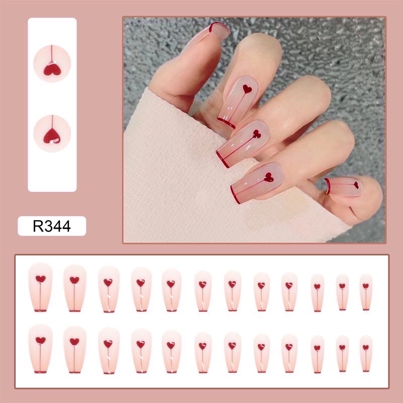 Set 24 móng giả kèm keo dán móng nhiều kiểu xinh