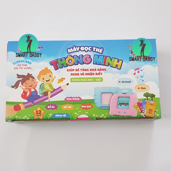 Máy đọc thẻ song ngữ Anh Việt đọc thẻ Flashcard cho bé với 112 thẻ tương ứng 224 từ vựng hàng Việt Nam