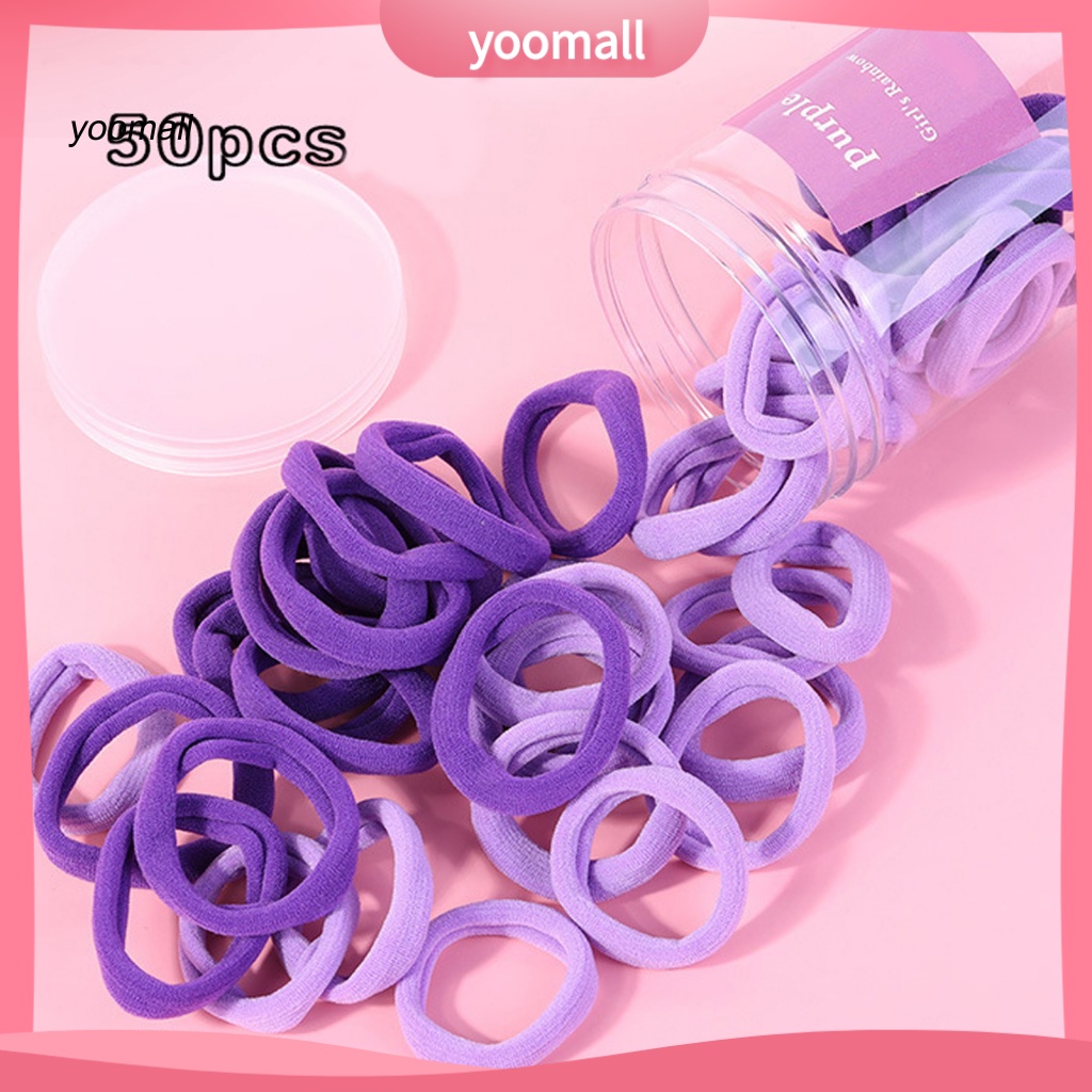 Hộp 50 Dây Buộc Tóc Đuôi Ngựa Màu Sắc Nhã Nhặn Dành Cho Nữ