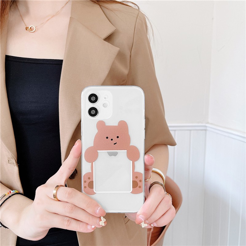 Ốp lưng iphone Gấu thỏ viền trong chống ố 5/5s/6/6plus/6s/6splus/7/7plus/8/8plus/x/xr/xs/11/12/pro/max/plus/promax/mini | BigBuy360 - bigbuy360.vn