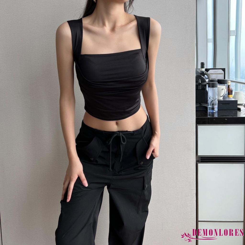 Áo Croptop Sát Nách Cổ Vuông Màu Sắc Thanh Lịch