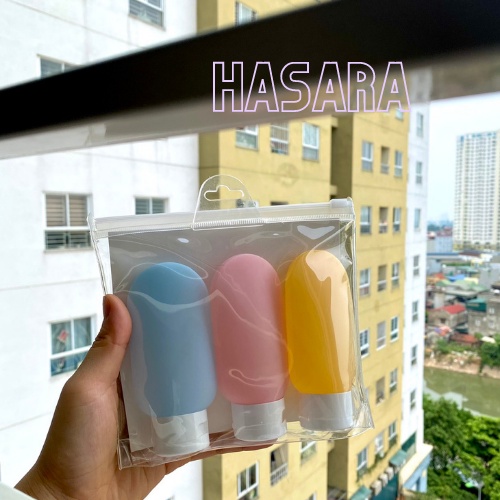 Bộ chiết mỹ phẩm du lịch gồm set 3 chai chiết dầu gội, sữa tắm, sữa rửa mặt dung tích 60ml