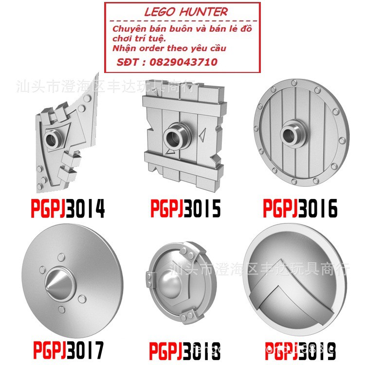 [Mã TOYSEP giảm 10% tối đa 15K đơn bất kỳ] Phụ kiện Lego : Vũ khí cổ đại - trung cổ : Các loại khiên màu xám bạc PGPJ