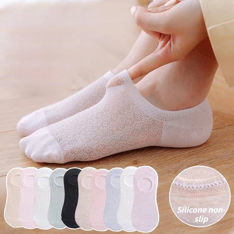 Vớ Lưới Cotton Siêu Mỏng Thoáng Khí Chống Trượt Thoải Mái Cho Nữ