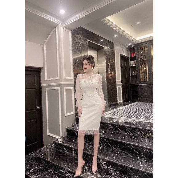Đầm body kim tuyến đính Ngọc cầu kỳ