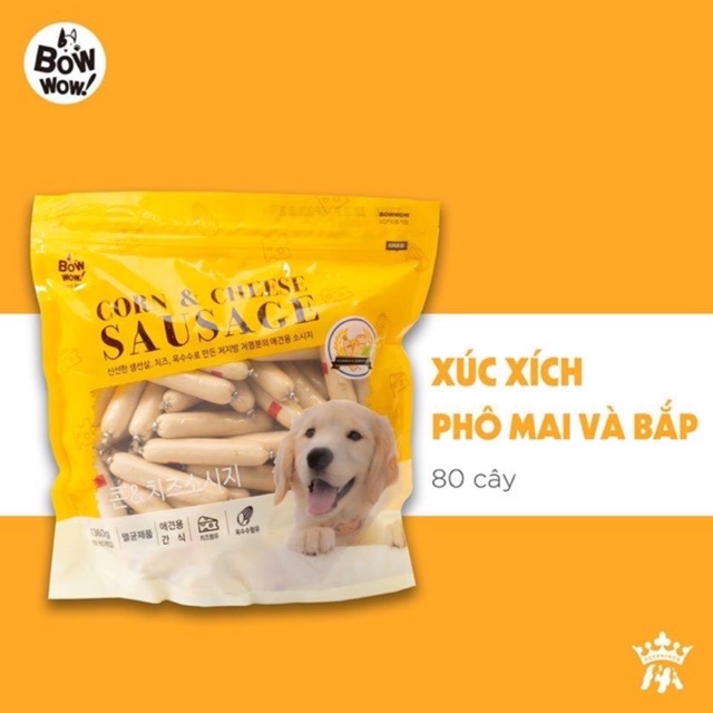 XÚC XÍCH PHÔ MAI BẮP BOWWOW CHO CHÓ