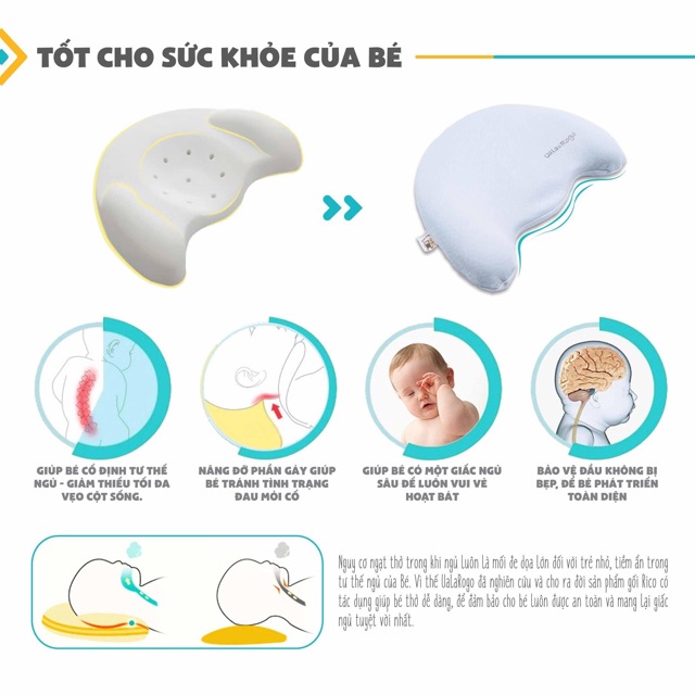 Gối RICO - TEDDY / Gối cao su non chống bẹp đầu UALAROGO