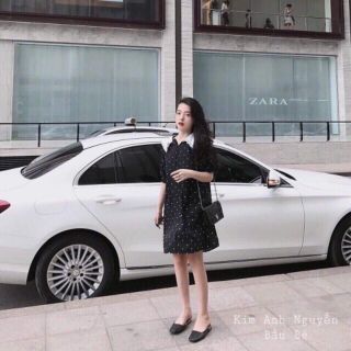 VÁY CỔ SEN CHẤM BI BÁNH BÈO