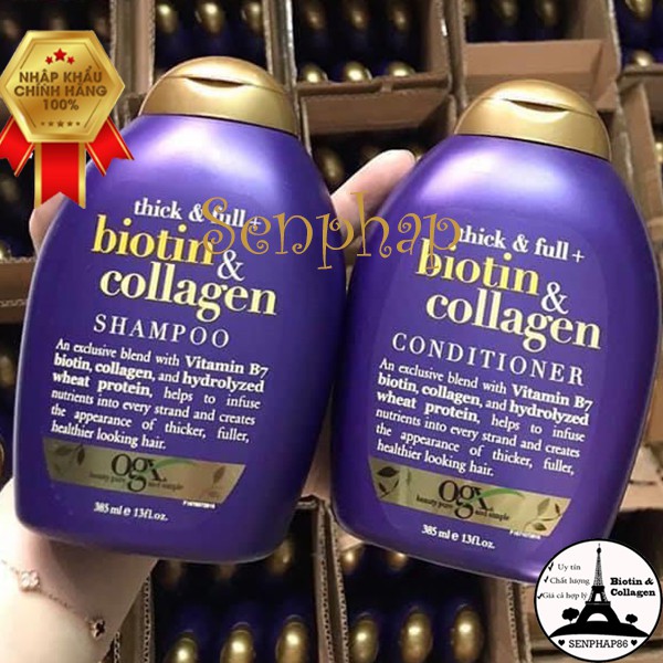 Dầu gội Biotin Collagen ❤️Free Ship❤️ tím xuất sứ Mỹ cặp gội xả 385ml hiệu quả nhất hiện nay