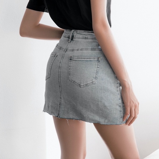 Váy quần jeans ngắn rách gốc MIEU - HM31