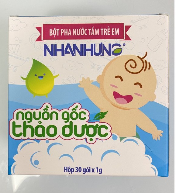 Bột pha nước tắm trẻ em Nhân Hưng (Hộp 12 và 30 gói)