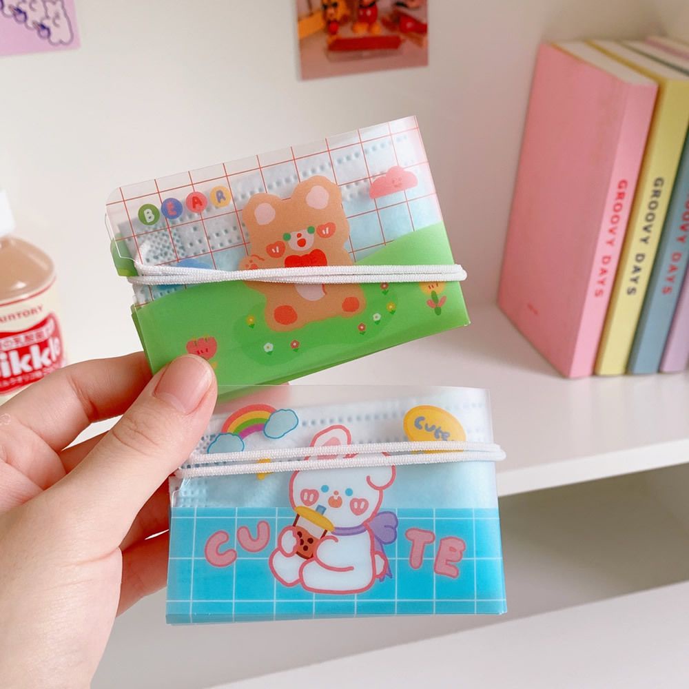 Set 1/5 Hộp Đựng Khẩu Trang Chống Bụi Có Thể Gấp Gọn In Hình Hoạt Hình Mang Đi Du Lịch Tiện Lợi