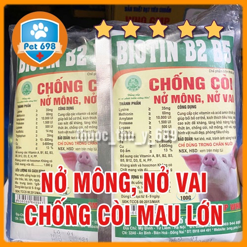 CHỐNG CÒI BIOTIN B2B5 cung cấp vitamin, nở mông, nở vai, ngoại hình đẹp cho vật nuôi, gia súc, gia cầm